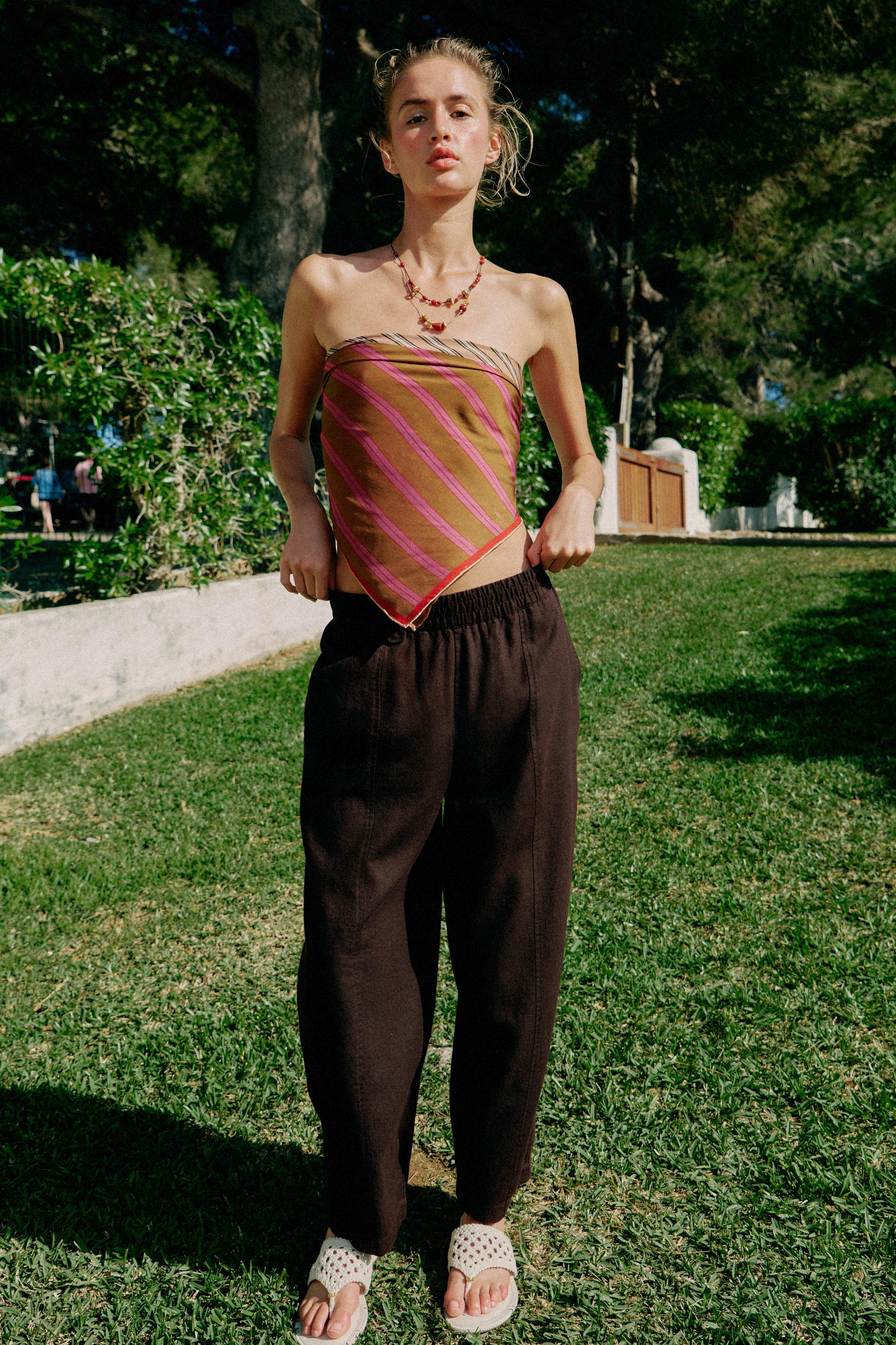 LINEN BARREL PANTS